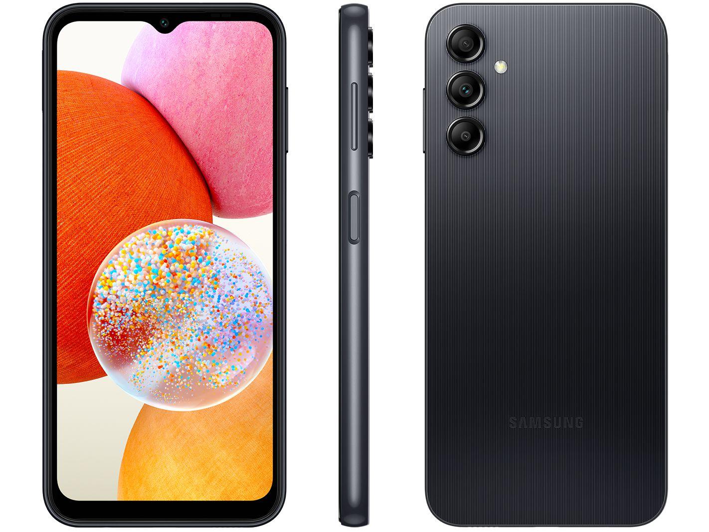 Smartphone Samsung Galaxy A14 64 GB Preto 4G Octa-Core 4GB RAM 6,6" Câm. Tripla + Selfie 13MP Dual Chip