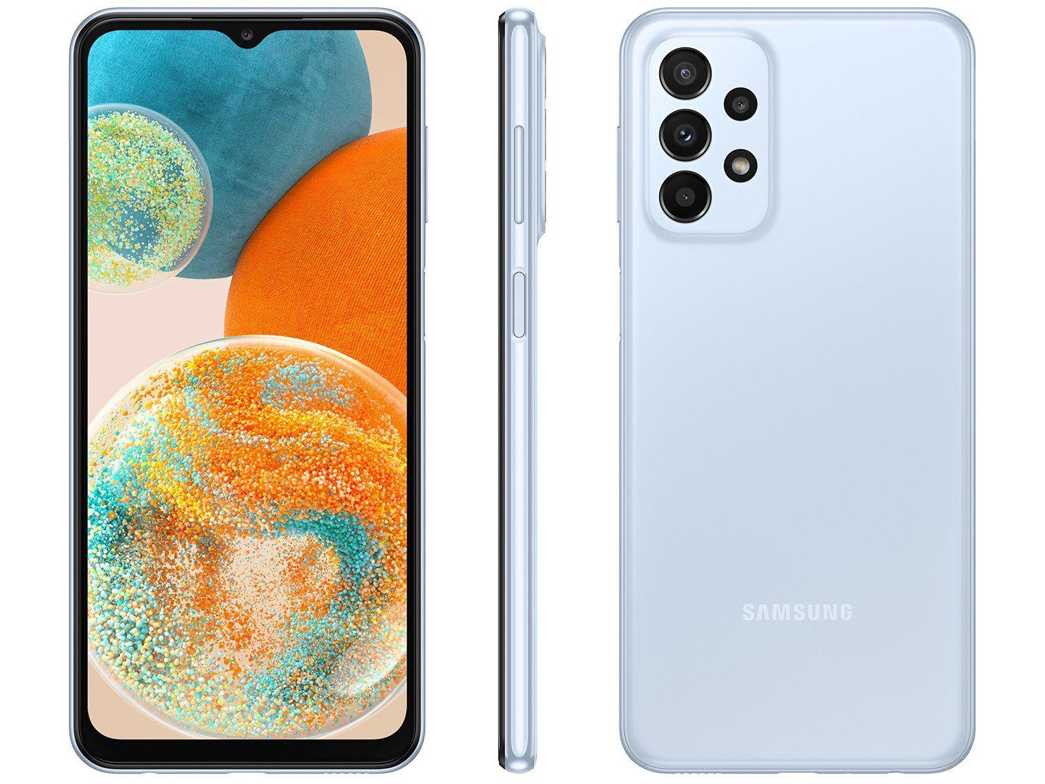 Smartphone Samsung Galaxy A23 128GB Azul 5G Octa-Core 4GB RAM 6,6” Câm. Quádrupla + Selfie 8M