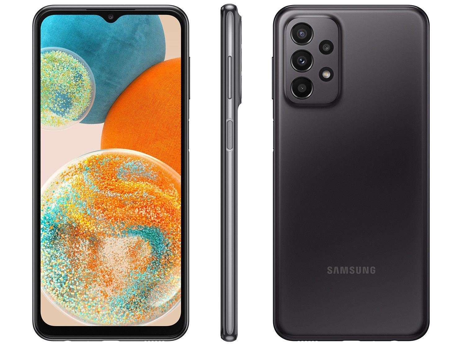 Smartphone Samsung Galaxy A23 128GB Preto 5G Octa-Core 4GB RAM 6,6” Câm. Quádrupla + Selfie 8MP