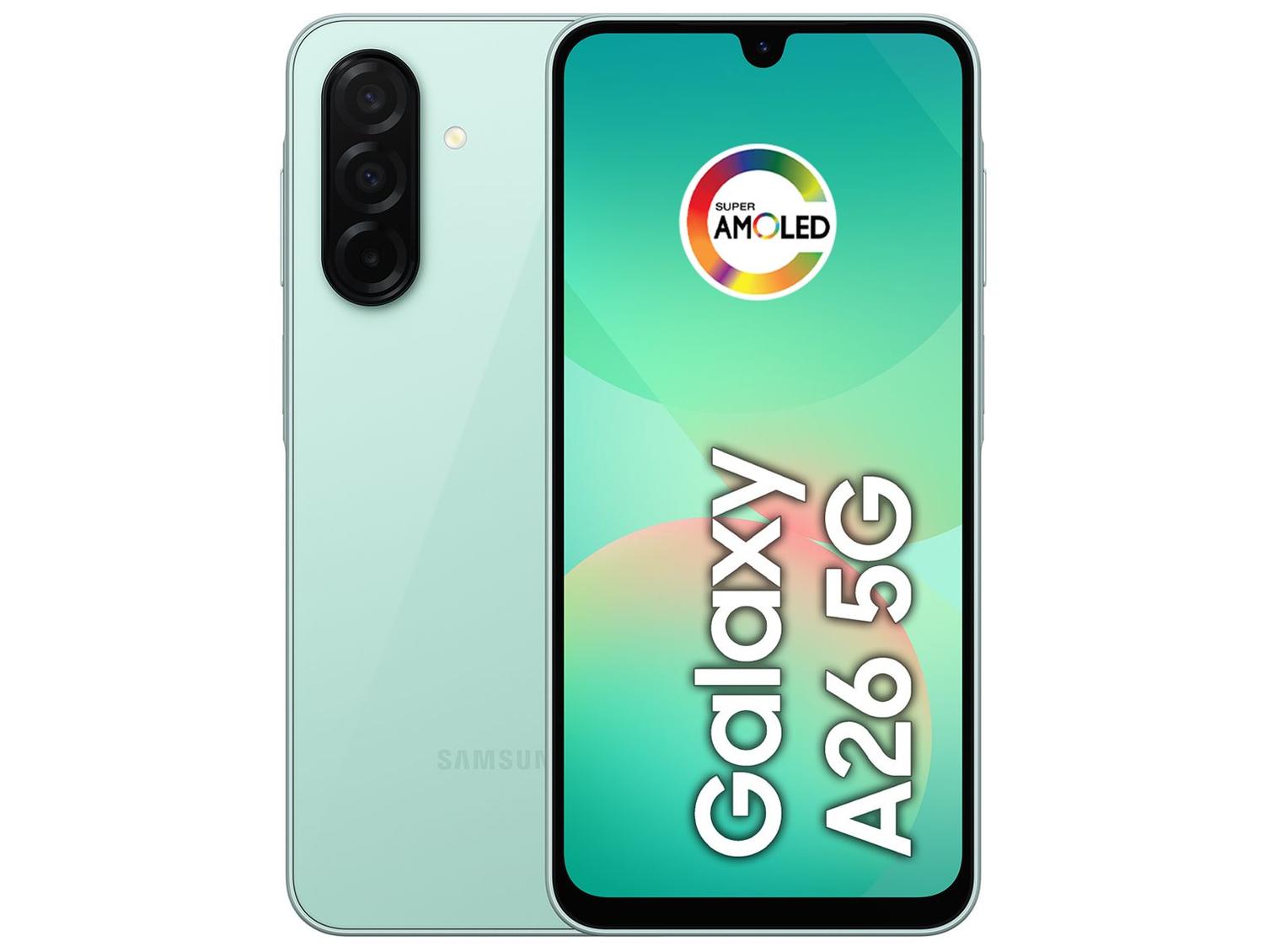 Smartphone Samsung Galaxy A26 256GB 5G 8GB RAM Verde 6.7" Câm. 50MP + 8MP + 2MP + Selfie 13MP