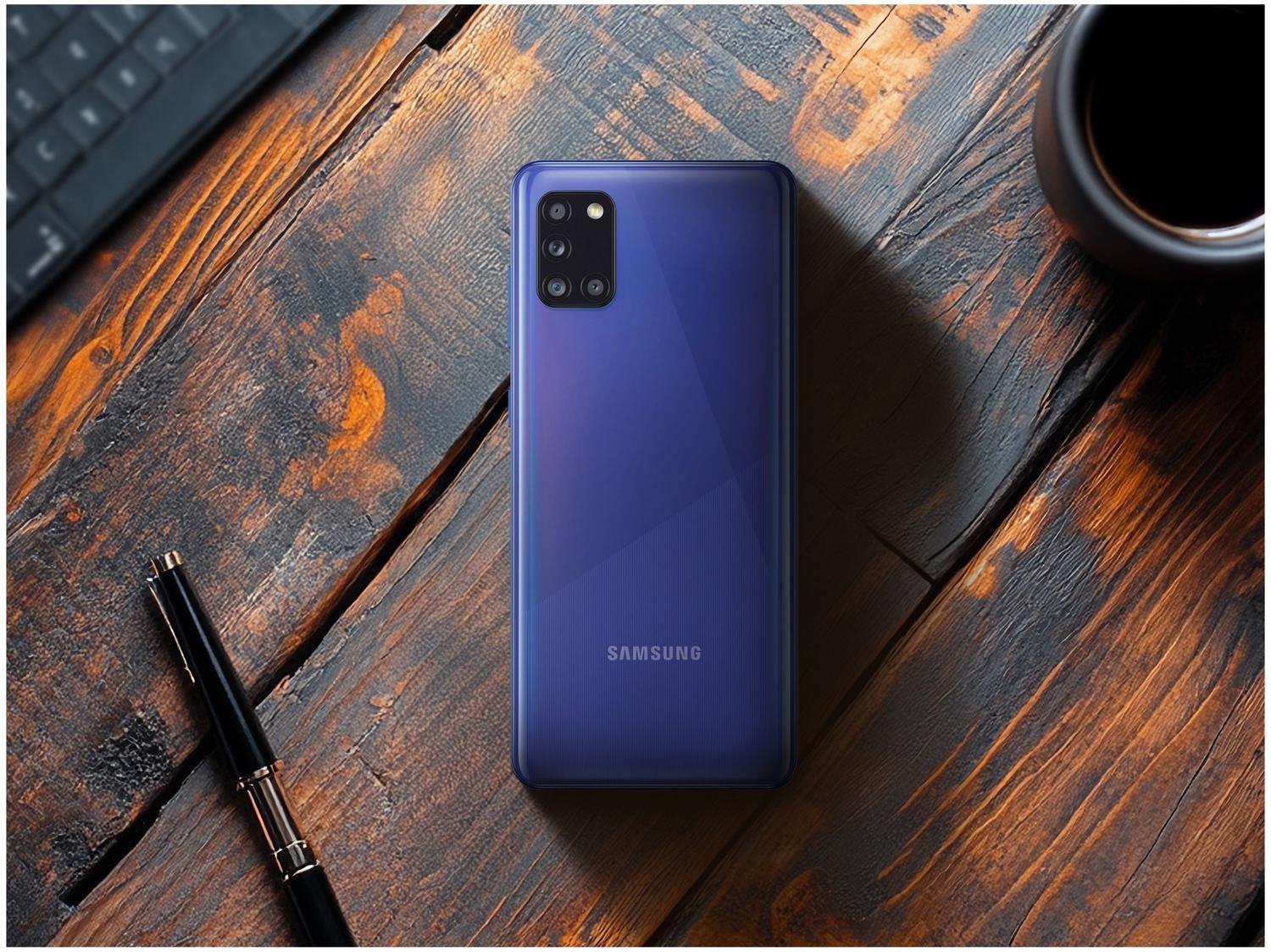 Smartphone Samsung Galaxy A31 128GB Azul 4GB RAM 6,4" Câm. Quádrupla + Selfie 20MP Dual Chip