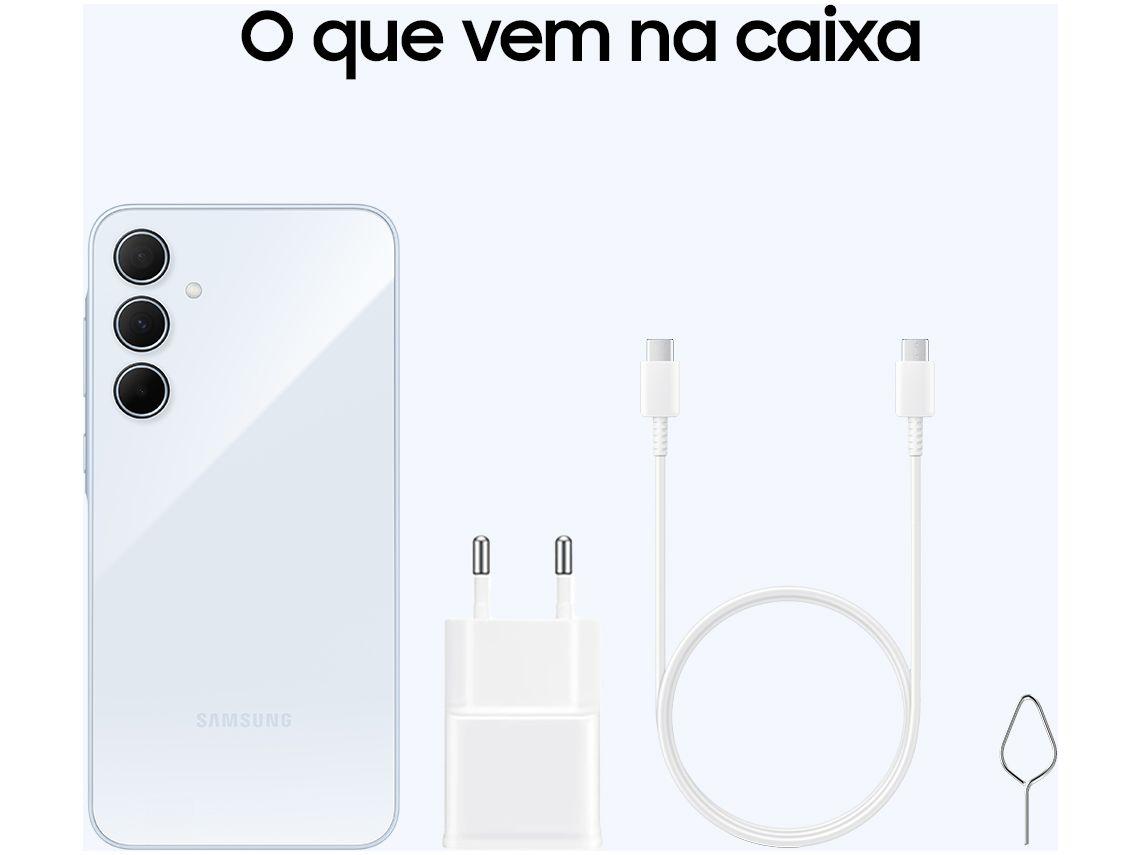 Smartphone Samsung Galaxy A35 256GB Azul Claro 5G 8GB RAM 6,6" Câm. Tripla + Selfie 13MP Dual Chip