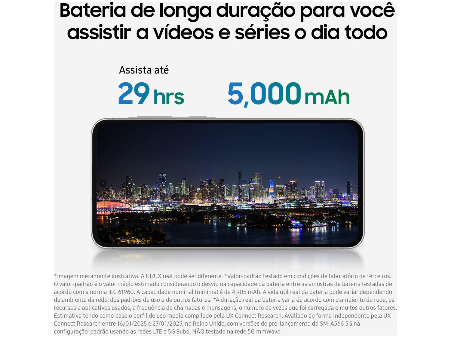 Smartphone Samsung Galaxy A36 128GB 5G 6GB RAM Branco 6,7" Câm. Tripla + Selfie 12MP