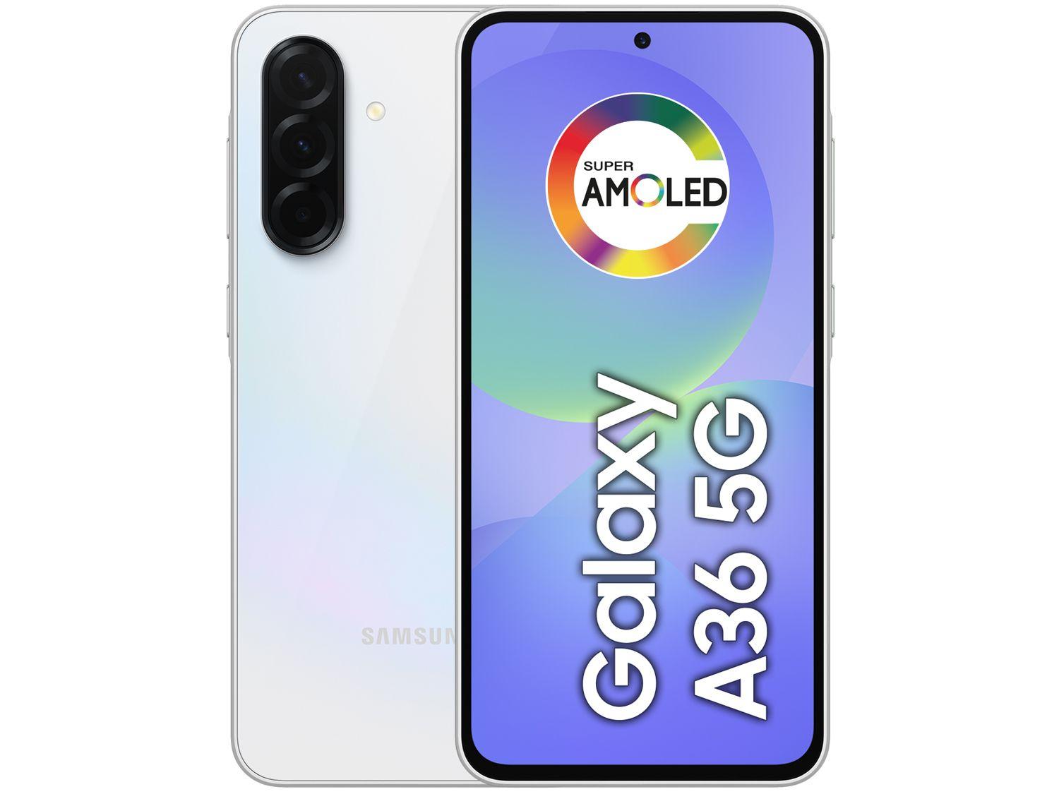 Smartphone Samsung Galaxy A36 256GB 5G 8GB RAM Branco 6,7" Câm. Tripla + Selfie 12MP