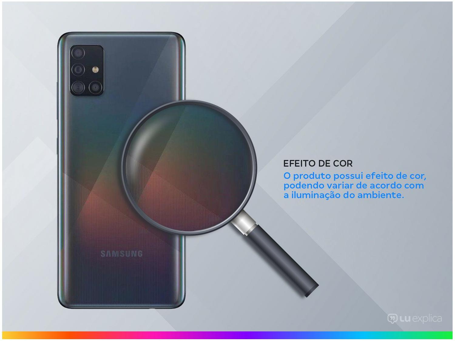 Smartphone Samsung Galaxy A51 128GB Preto 4G 4GB RAM 6,5” Câm. Quádrupla + Câm. Selfie 32MP