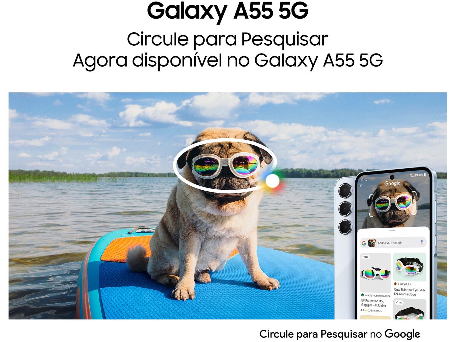 Smartphone Samsung Galaxy A55 256GB Azul Escuro 5G 8GB RAM 6,6" Câm. Tripla + Selfie 32MP Dual Chip