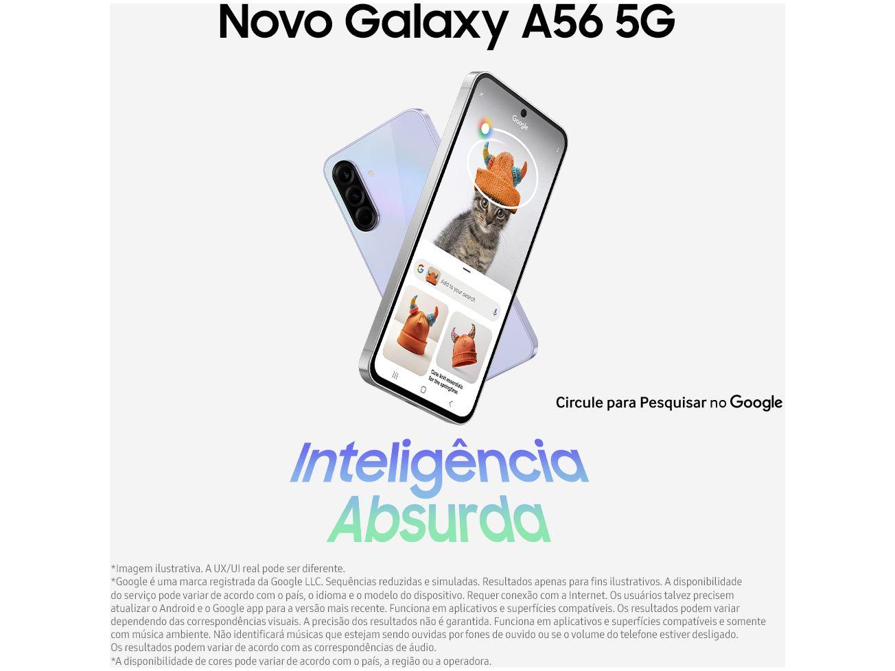 Smartphone Samsung Galaxy A56 128GB 5G 8GB RAM Cinza 6,7" Câm. Tripla 12MP