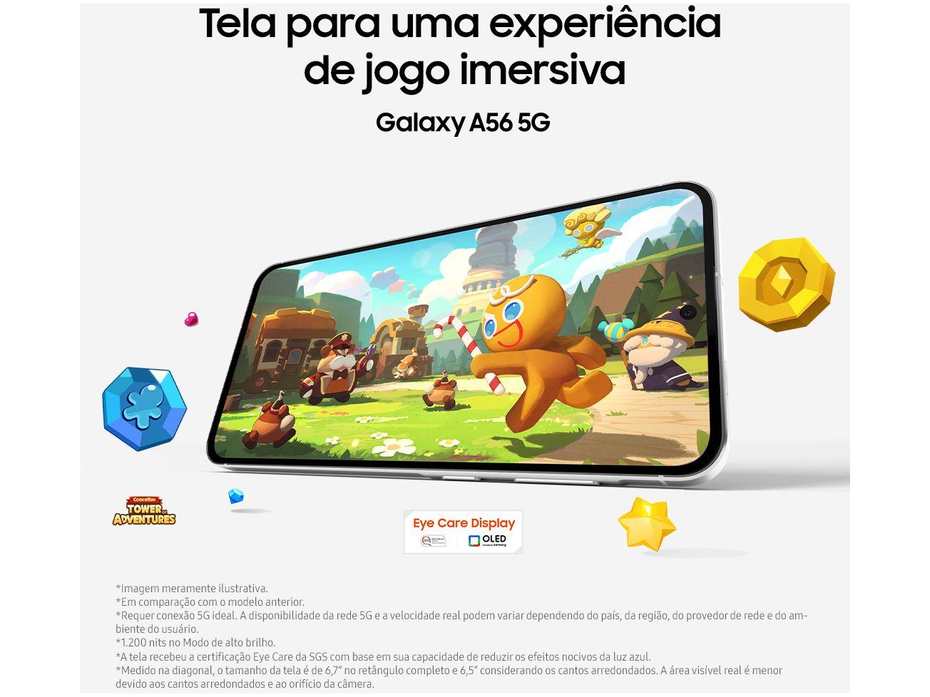 Smartphone Samsung Galaxy A56 128GB 5G 8GB RAM Cinza 6,7" Câm. Tripla 12MP