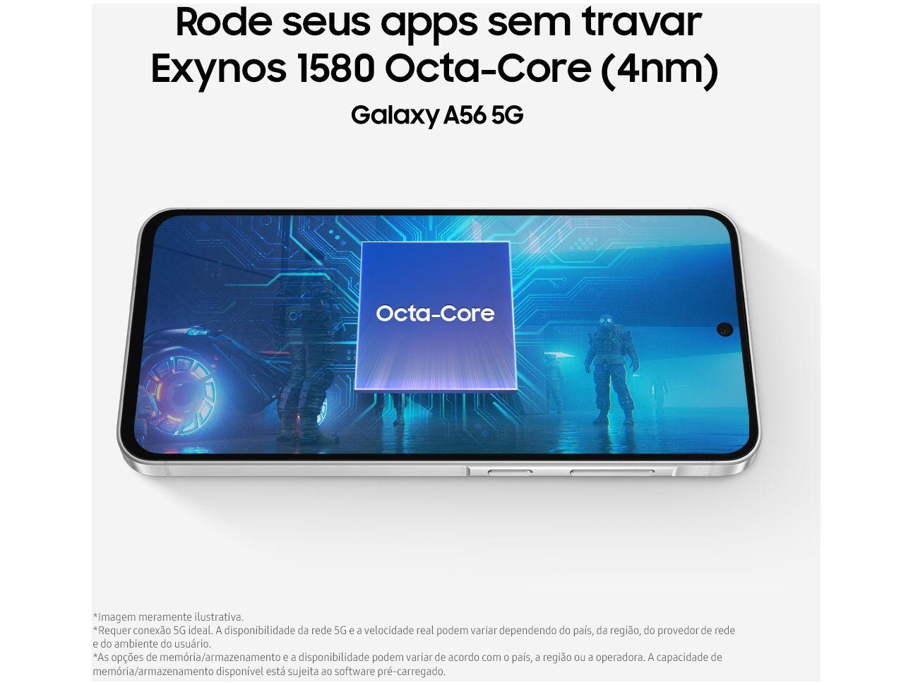 Smartphone Samsung Galaxy A56 128GB 5G 8GB RAM Cinza 6,7" Câm. Tripla 12MP