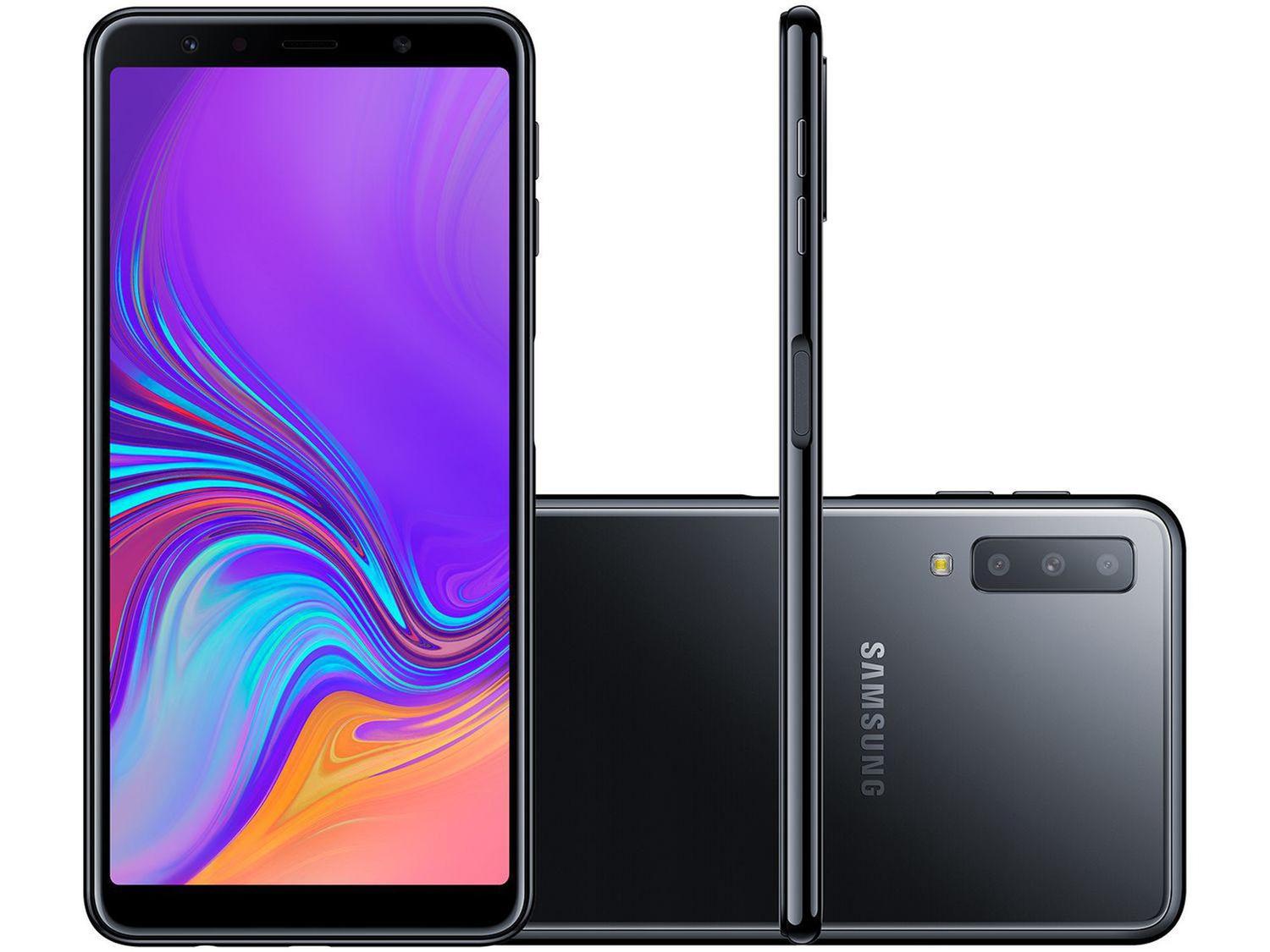 Smartphone Samsung Galaxy A7 64GB Preto 4G - 4GB RAM Tela 6” Câm. Tripla +  Câm. Selfie 24MP - Samsung Galaxy - Magazine Luiza