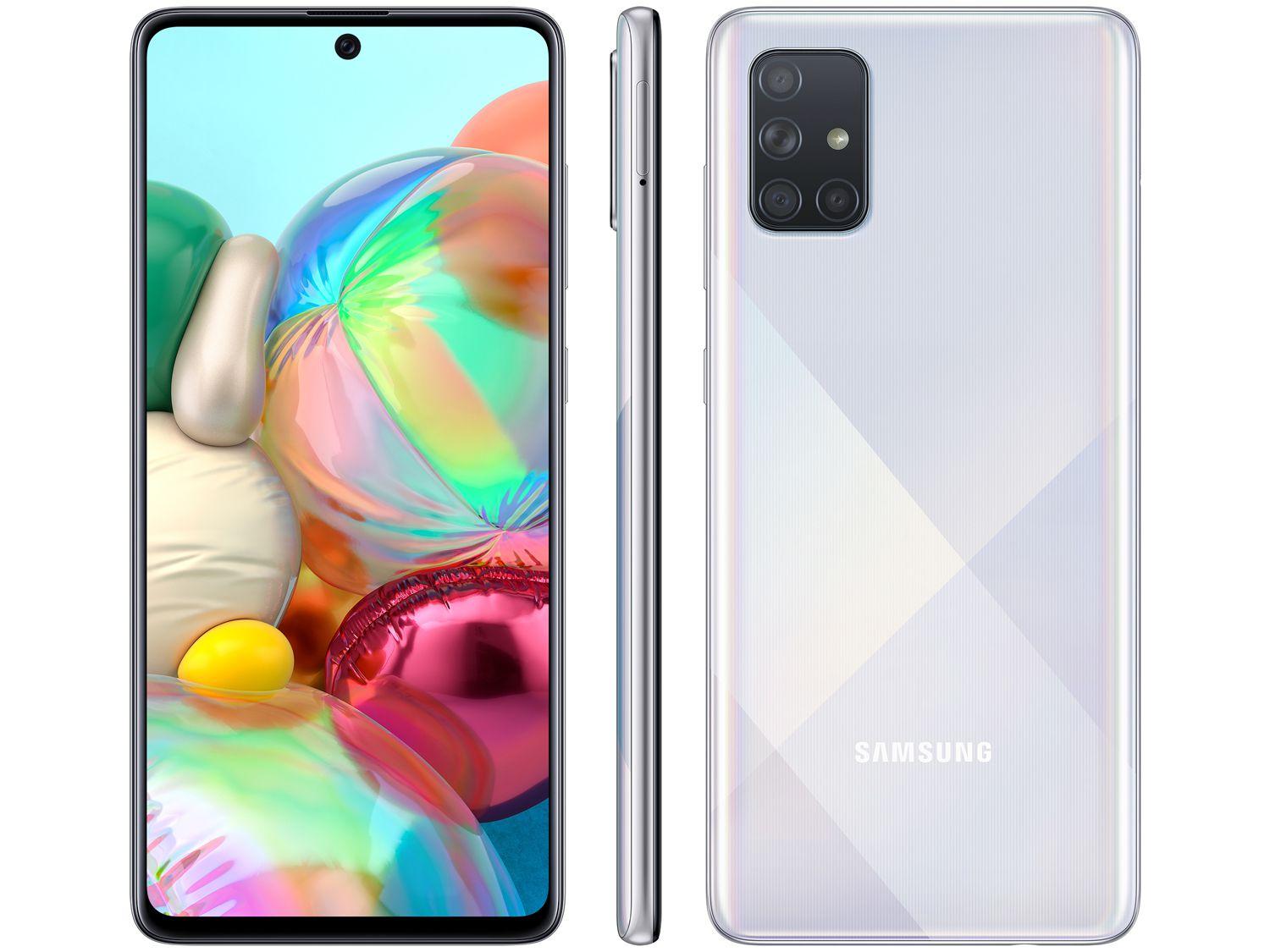 Smartphone Samsung Galaxy A71 128GB Prata 4G - 6GB RAM Tela 6,7” Câm.  Quádrupla + Selfie 32MP - Galaxy A71 - Magazine Luiza