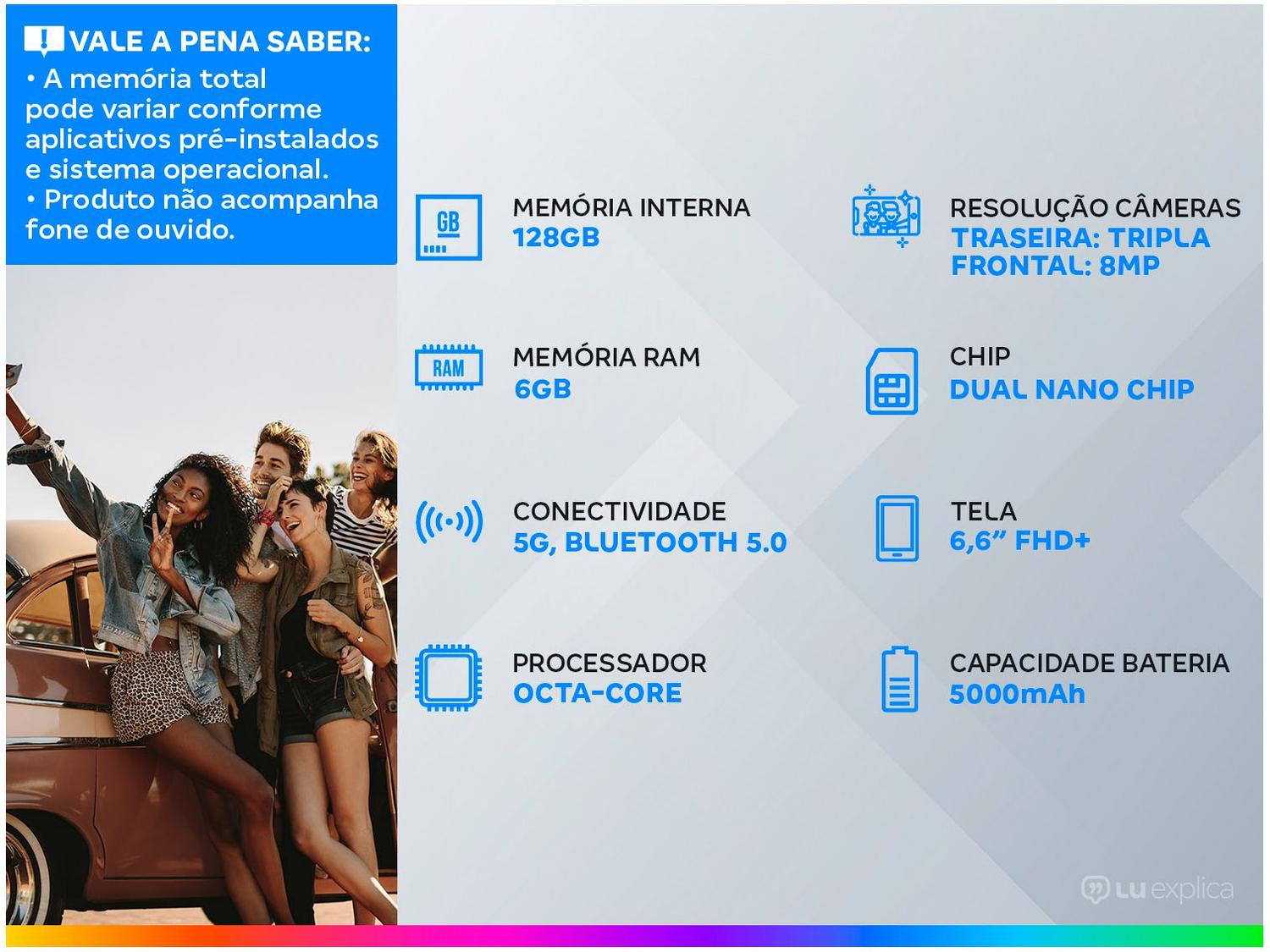 Smartphone Samsung Galaxy M23 128GB Verde 5G Octa-Core 6GB RAM 6,6” Câm. Tripla + Selfie 8MP
