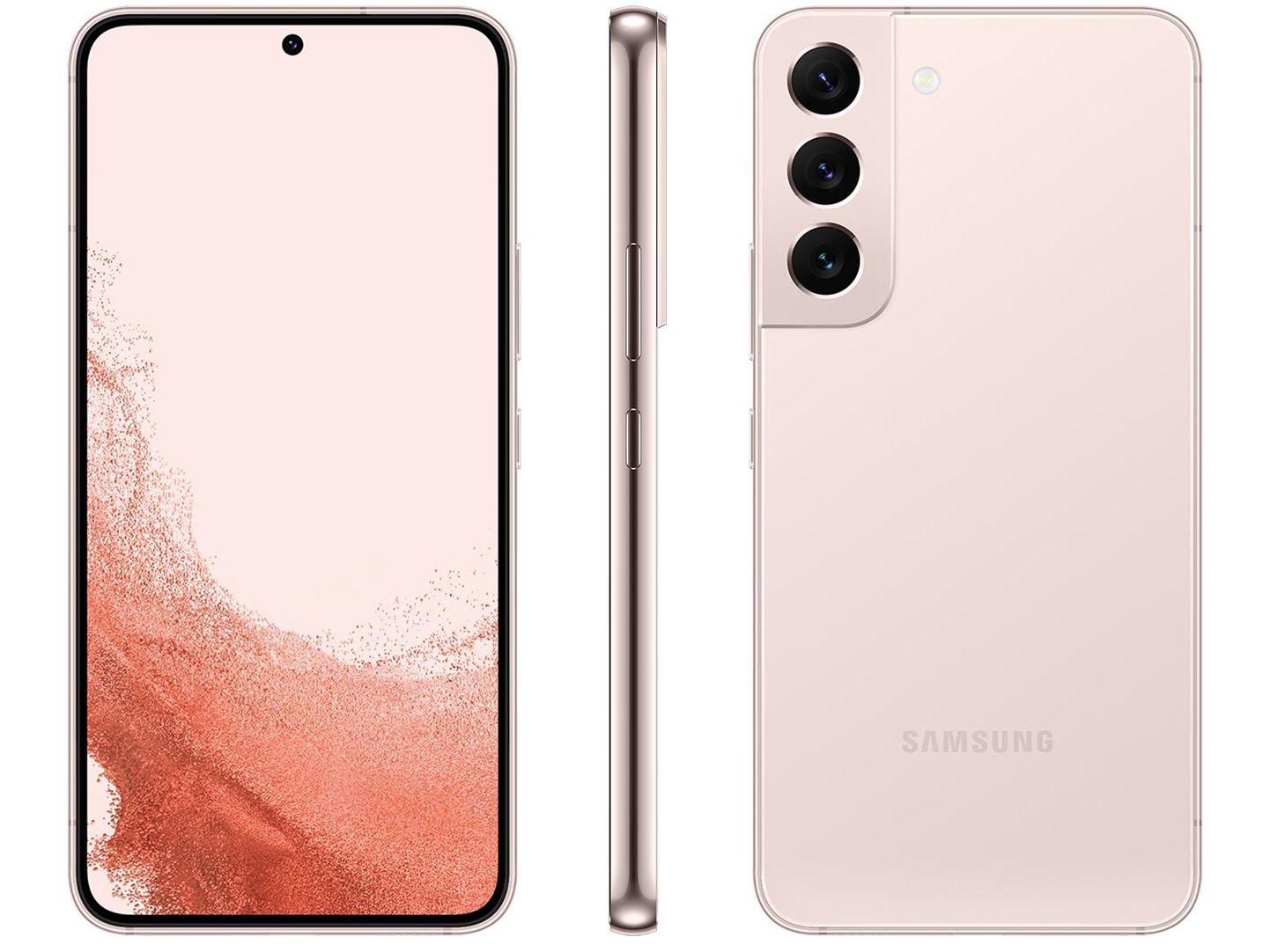 Smartphone Samsung Galaxy S22 128GB Rosé 5G Octa-Core 8GB 6,1" RAM Câm. Tripla + Selfie 10MP Dual Chip
