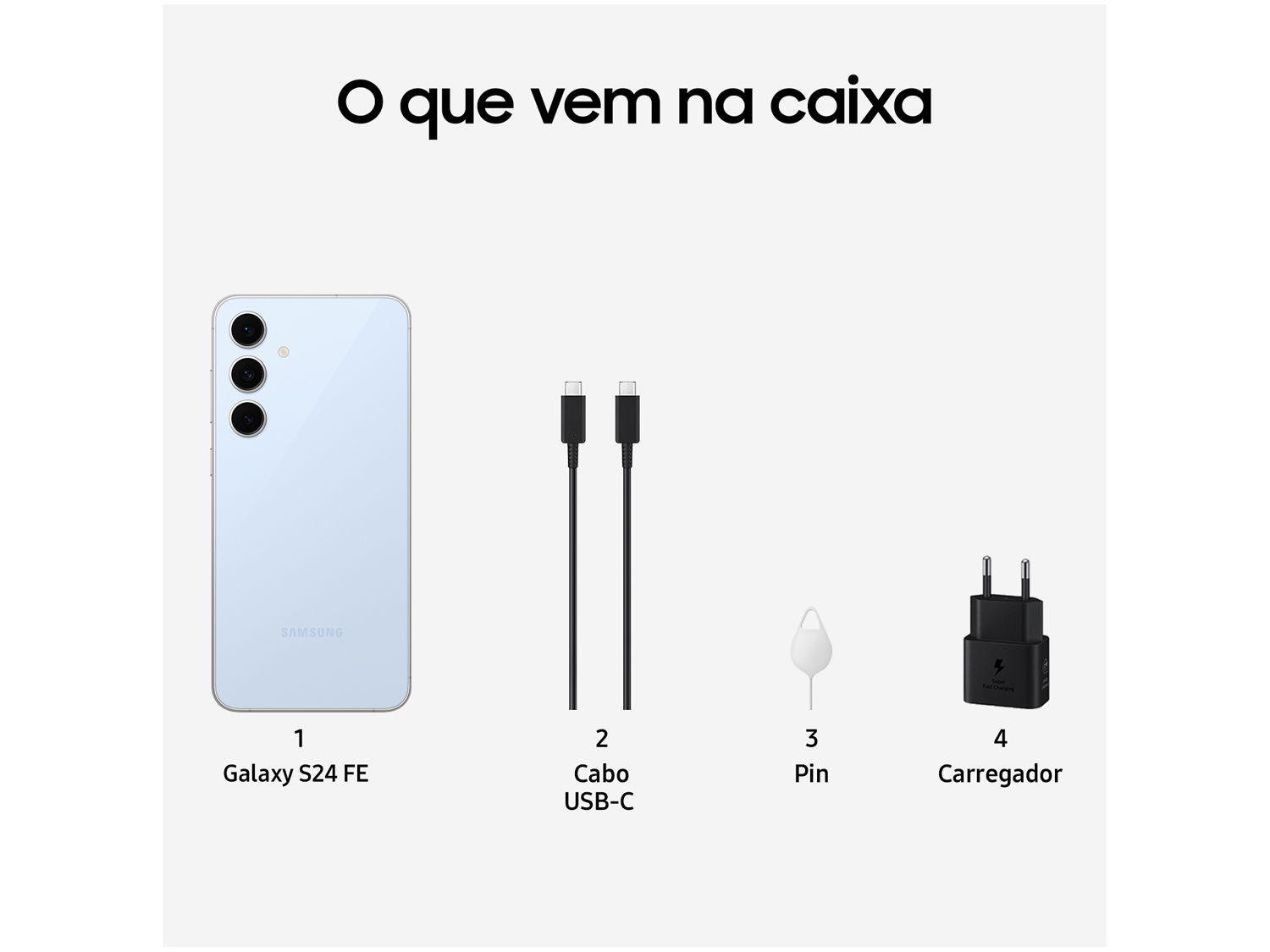 Smartphone Samsung Galaxy S24 FE 128GB Azul 5G 8GB RAM 6,7" Câm. Tripla + Selfie 10MP
