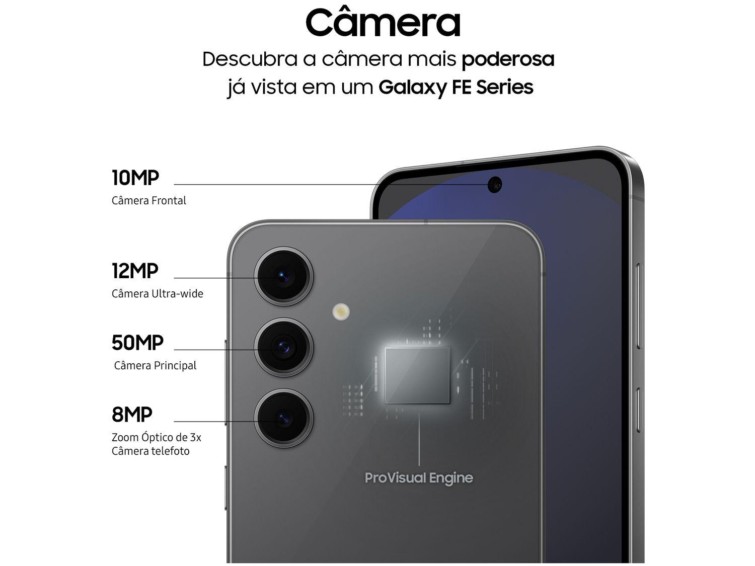 Smartphone Samsung Galaxy S24 FE 256GB 5G 8GB RAM Grafite 6,7" Câm. Tripla + Selfie 10MP