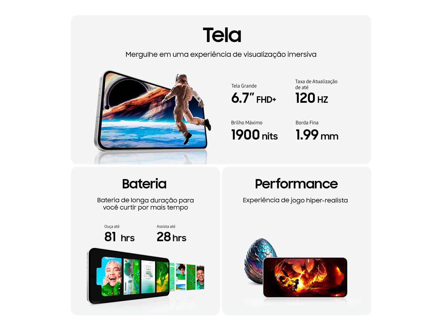 Smartphone Samsung Galaxy S24 FE Enterprise Edition 256GB 5G 8GB RAM Grafite 6,7" Câm. Tripla + Selfie 10MP