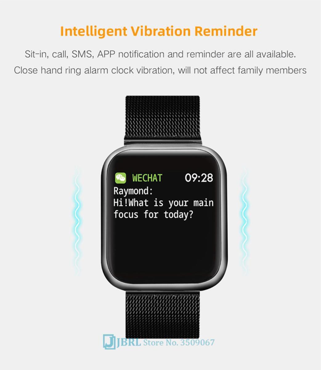 Smartwatch P80 38mm Relógio Inteligente + Pulseira Extra De Aço Android iOS Preto Smart Bracelet
