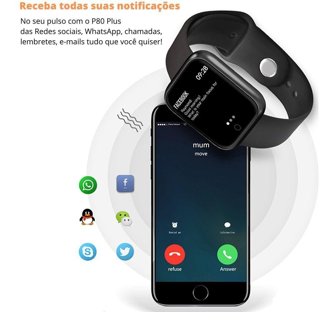 Smartwatch P80 Plus Monitor Cardíaco Mede Pressão Sanguínea - Smartwatch e  Acessórios - Magazine Luiza