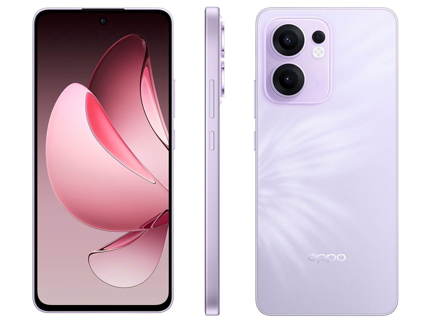 Smatphone OPPO Reno13 F 256GB Lavanda 5G 12GB RAM 6,67" Câm. Tripla + Selfie 32MP