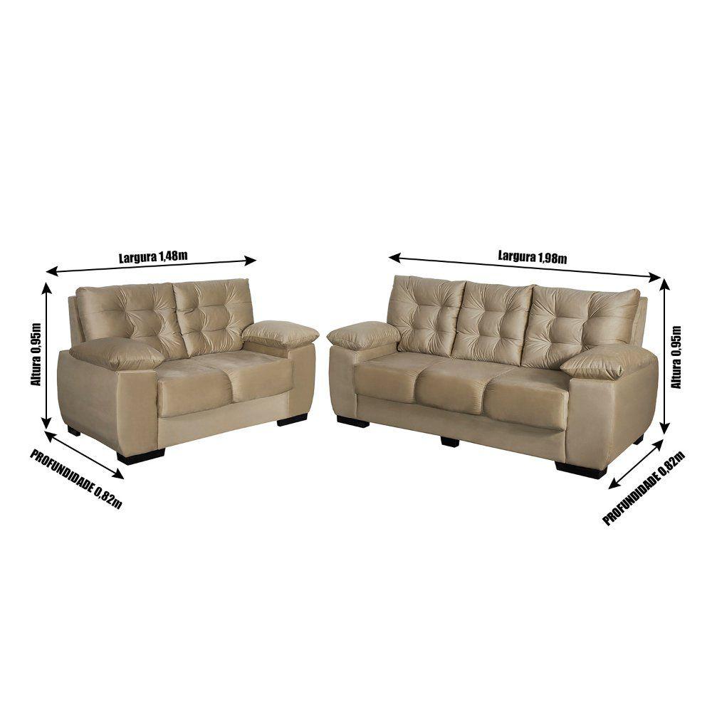Sofá 2 e 3 Lugares Evolution Requinte Conjunto de Sofás Magazine Luiza