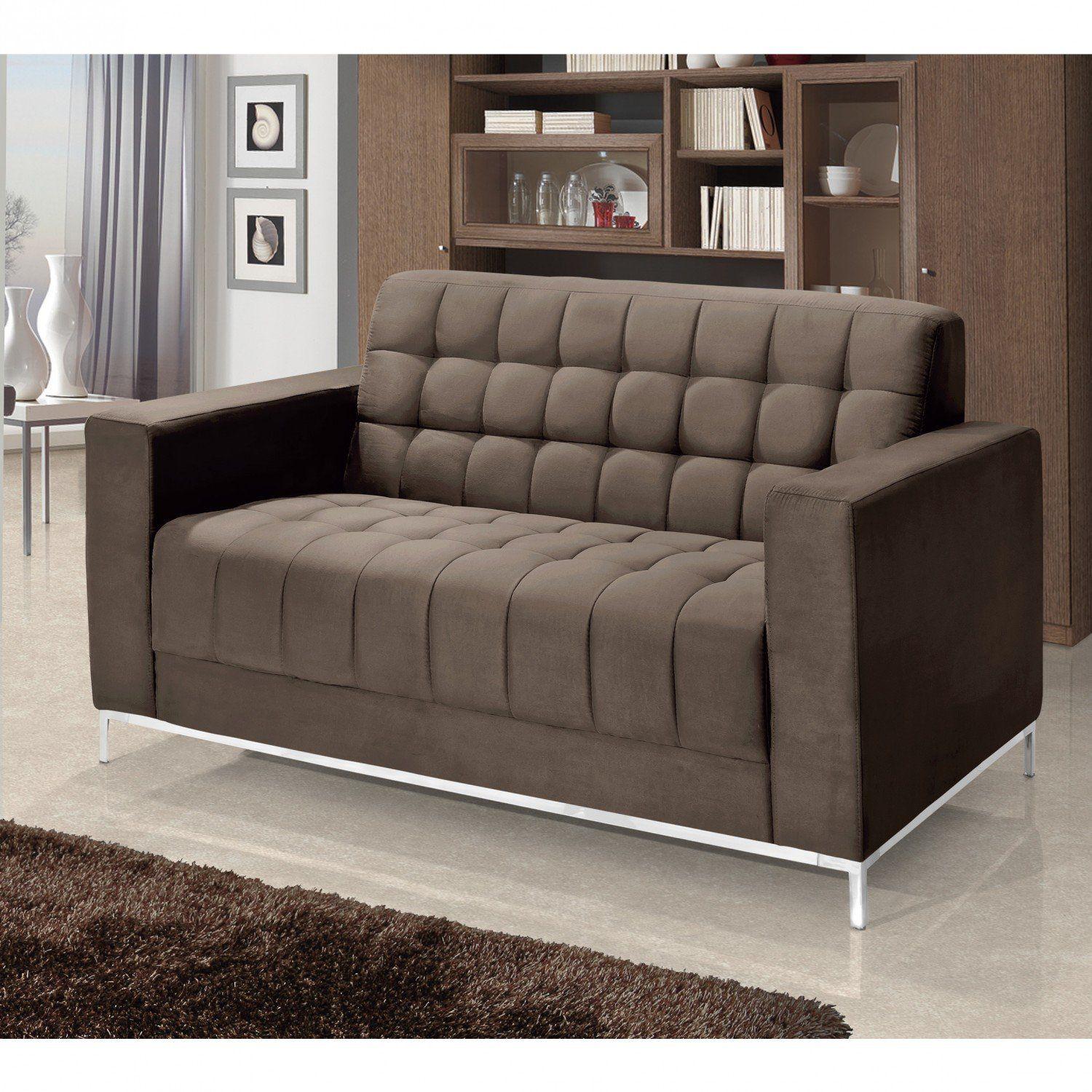 Sofá 2 Lugares em Veludo Liso 150cm Classic Império Sofás Marrom