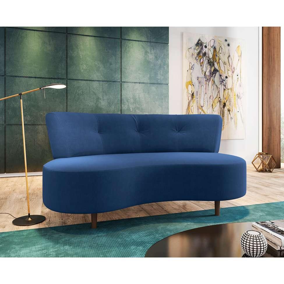 Sofá 2 Lugares Lexus Veludo Azul Marinho 160 cm Móveis Estrela