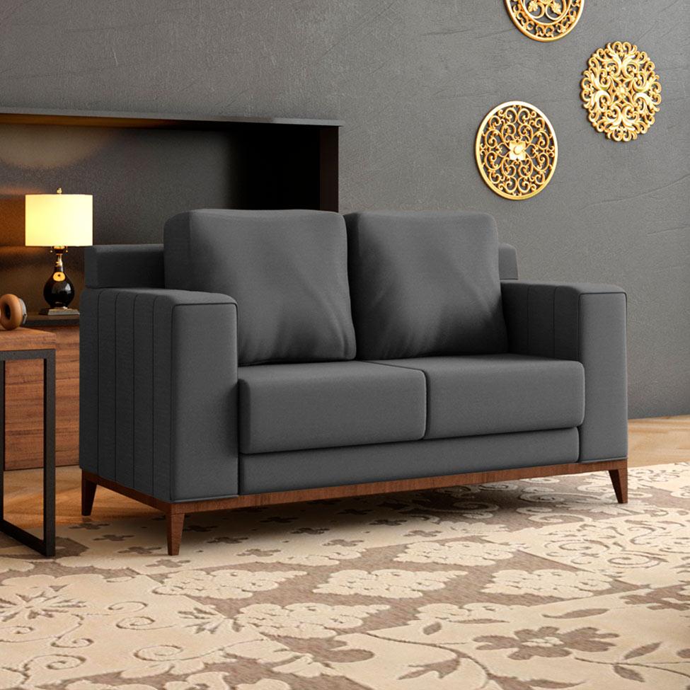 Sofá 2 Lugares Marjorie Linho Rústico Grafite Mobly Sofás Magazine Luiza