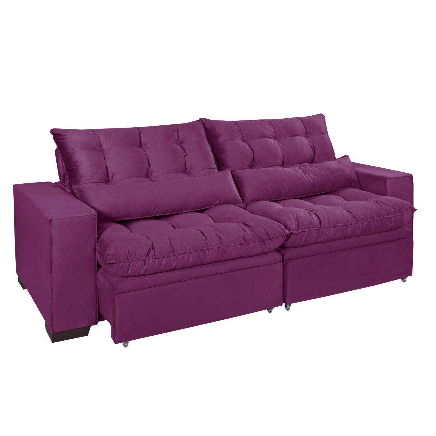 Sofá 2 Lugares Monte Carlo 210cm Siena Móveis Roxo Sofás Magazine Luiza