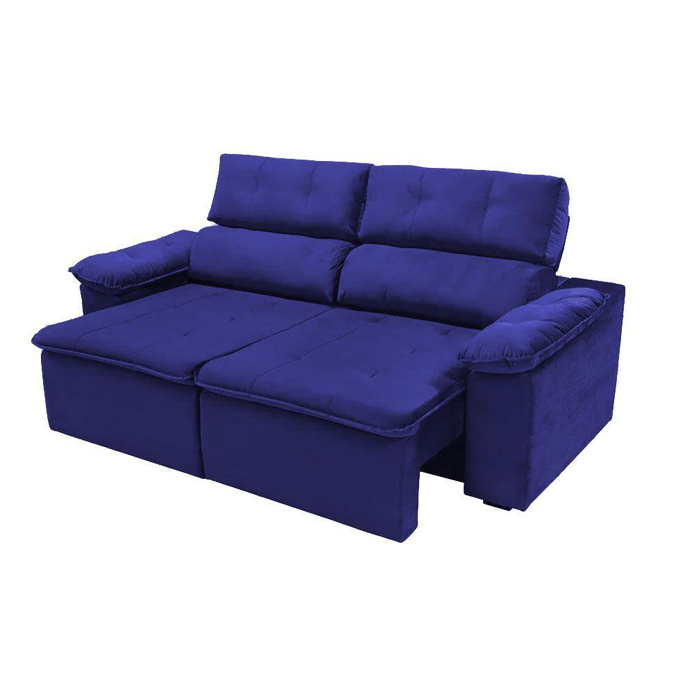 Sofa 2 Lugares Retratil Reclinavel Amburgo 1,60 M Suede Azul Marinho