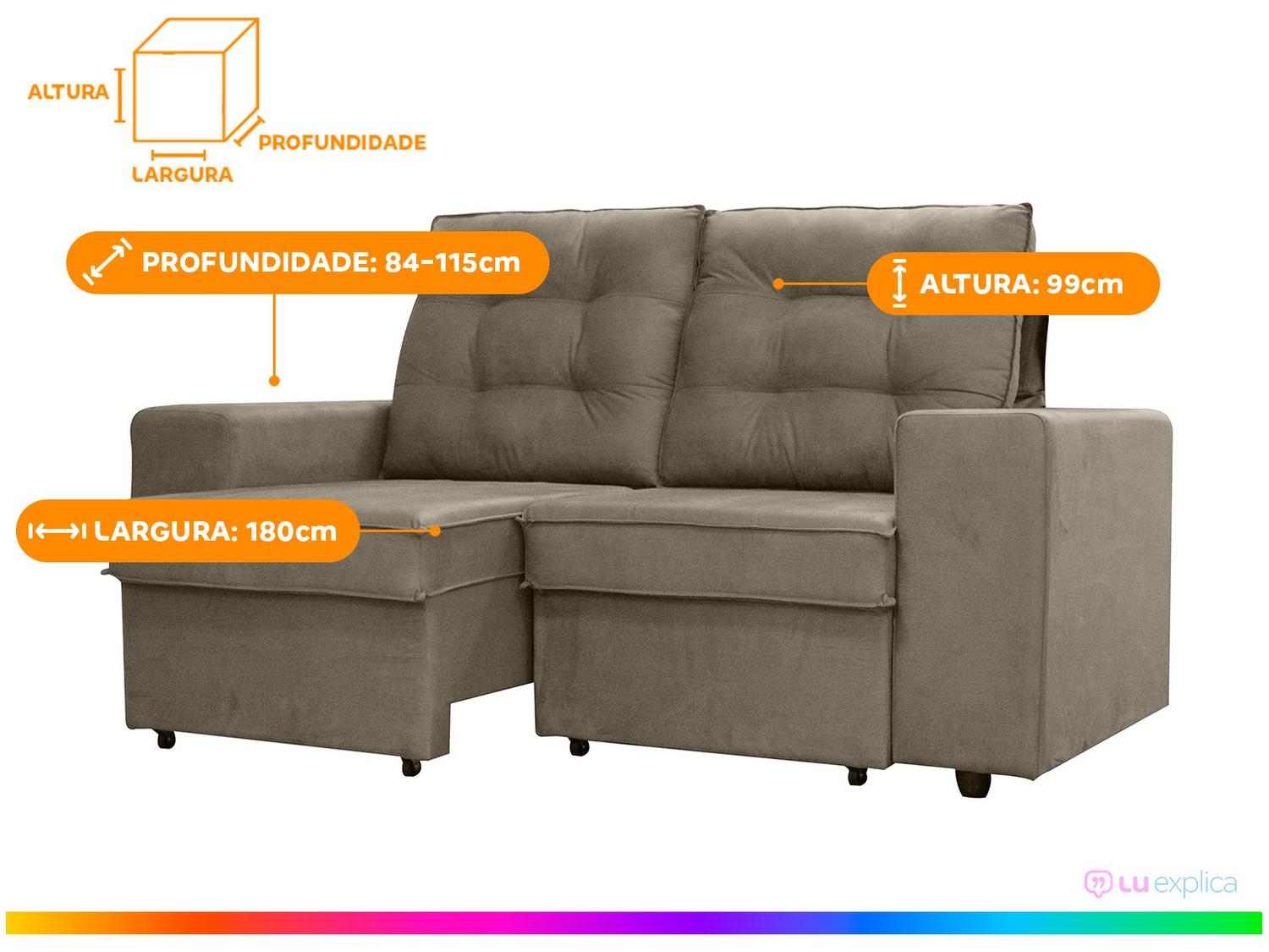 Sofá 2 Lugares Retrátil Reclinável Suede Phormatta Abbas SMP