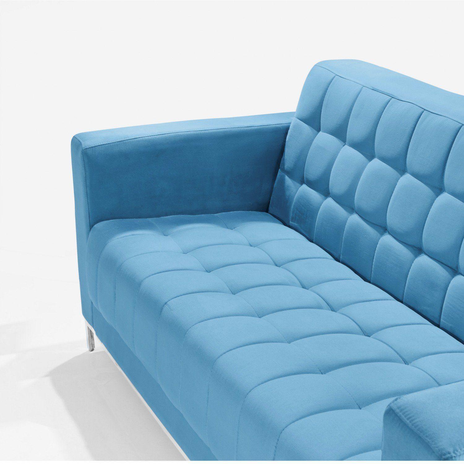 Sofá 3 Lugares em Veludo Liso 180cm Classic Império Sofás Azul