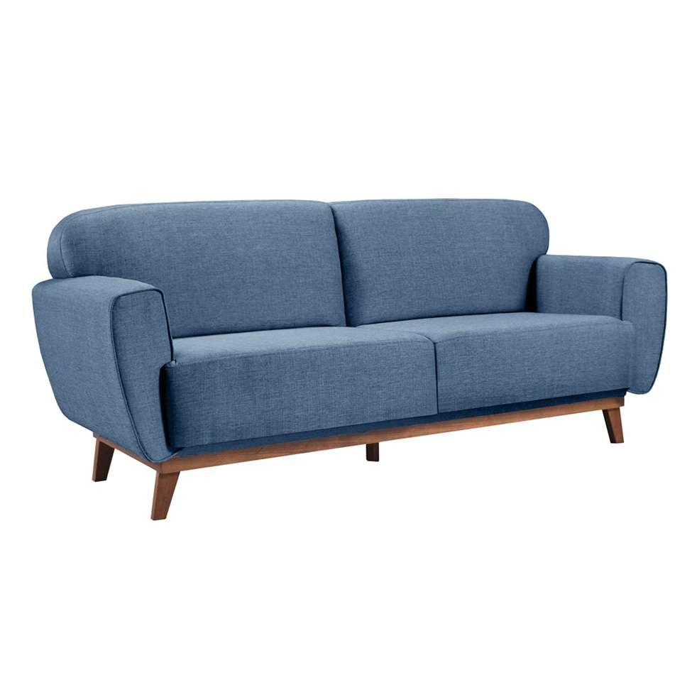 Sofá 3 Lugares Floret Linho Azul Mobly Conjunto de Sofás Magazine