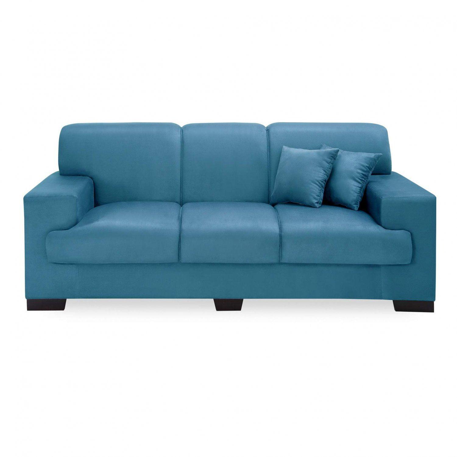 Sofá 3 Lugares Manuela Império Estofados Azul Sofás Magazine Luiza