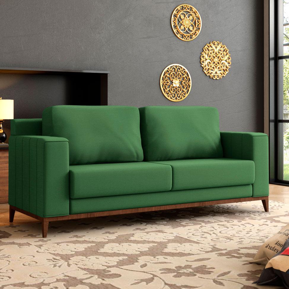Sofá 3 Lugares Marjorie Linho Verde 180 cm Mundo futon Sofás