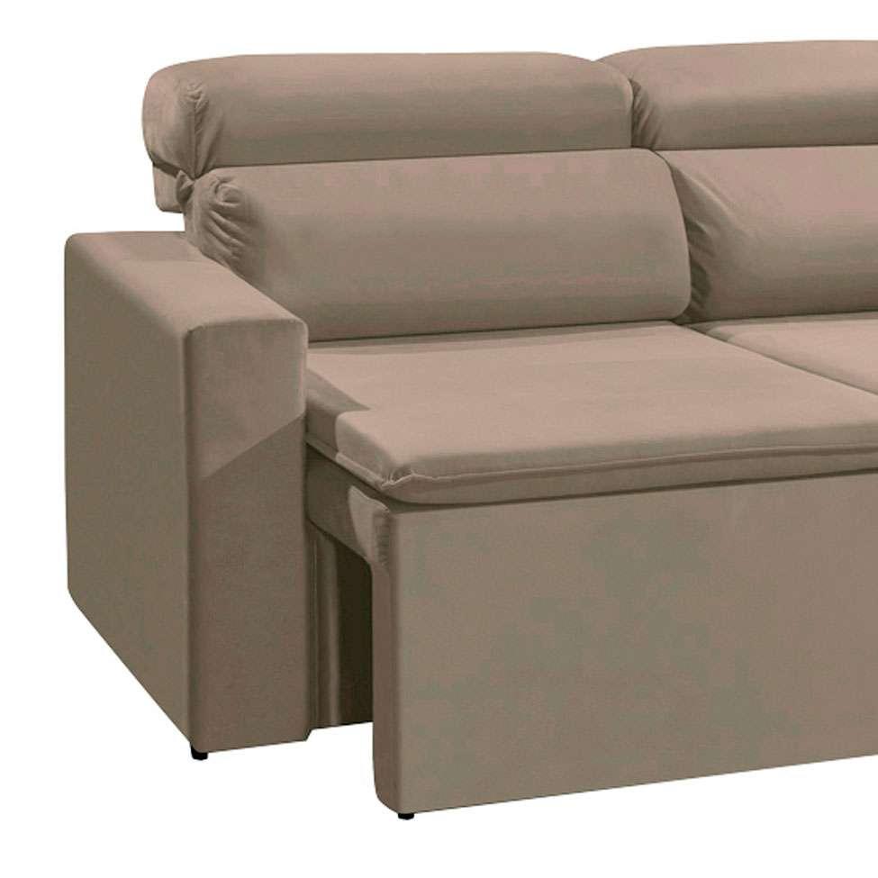 Sofá 3 Lugares Retrátil e Reclinavél Hanôver Suede Bege 180 cm Mobly Sofás Magazine Luiza