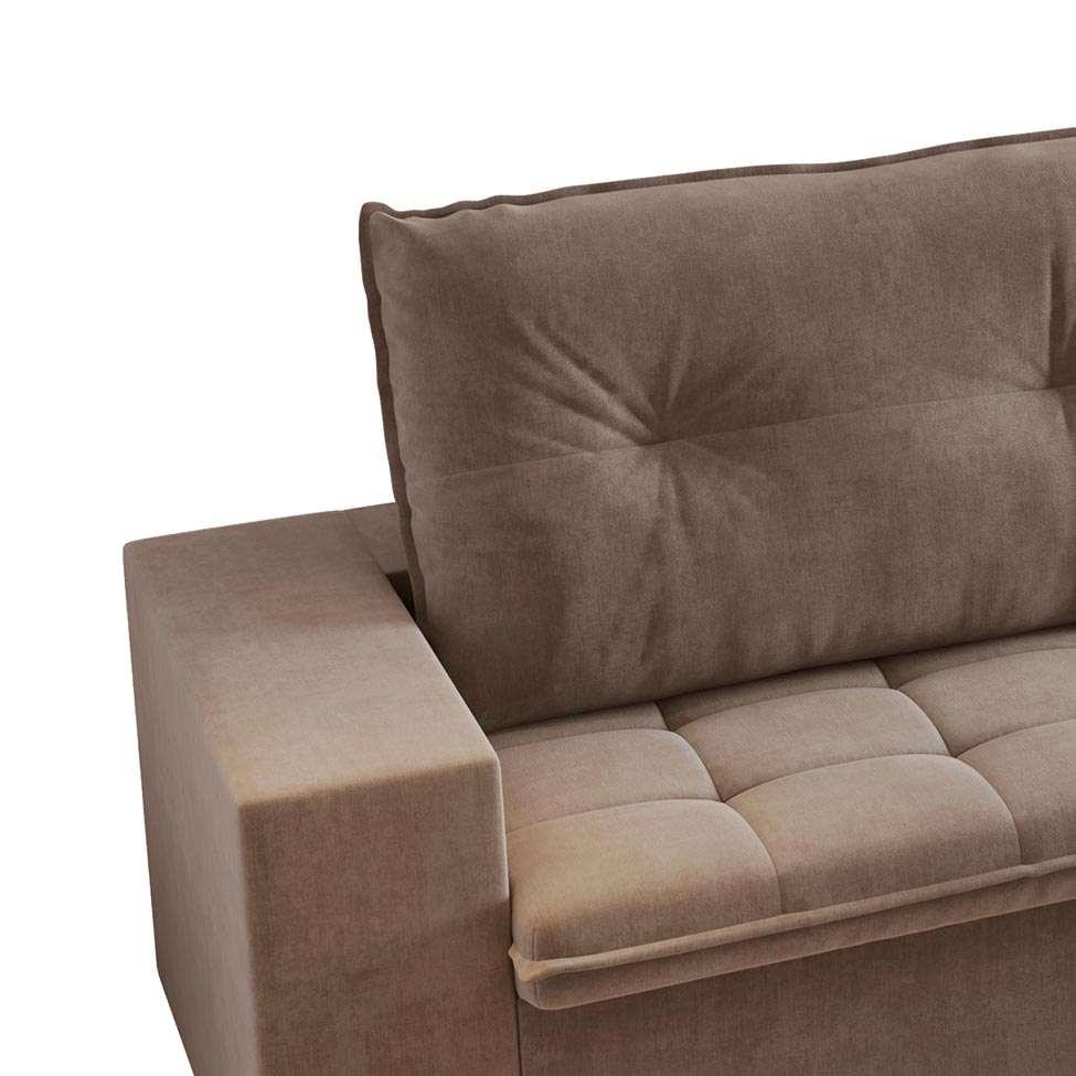 Sofá 3 Lugares Retrátil e Reclinável Niterói Veludo Marrom 210 cm