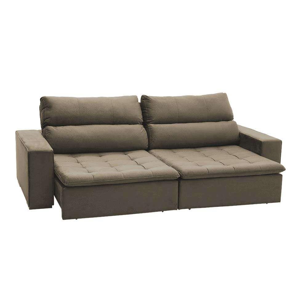 Sofá 3 Lugares Retrátil e Reclinável Verona Suede Veludo Castor Mobly Sofás Magazine Luiza