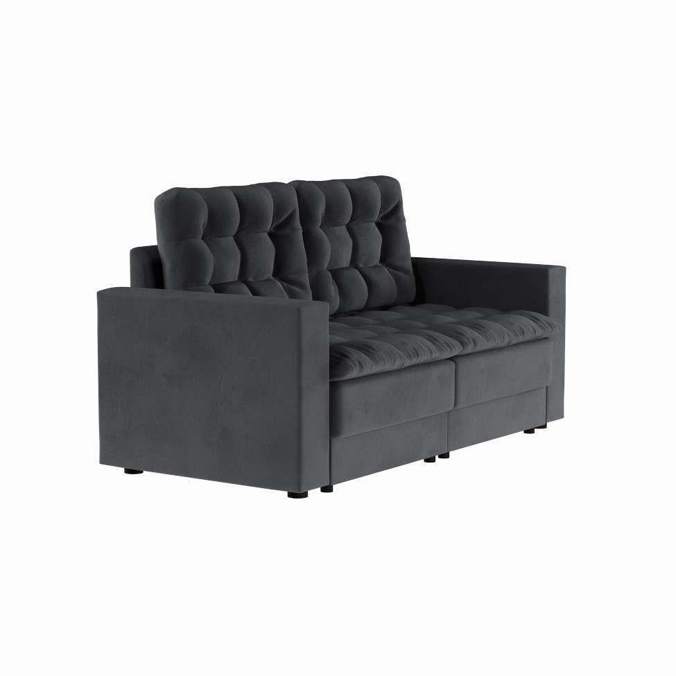 Sofá 3 Lugares Retrátil Hamburgo Suede Grafite Mobly Sofá 3 Lugares