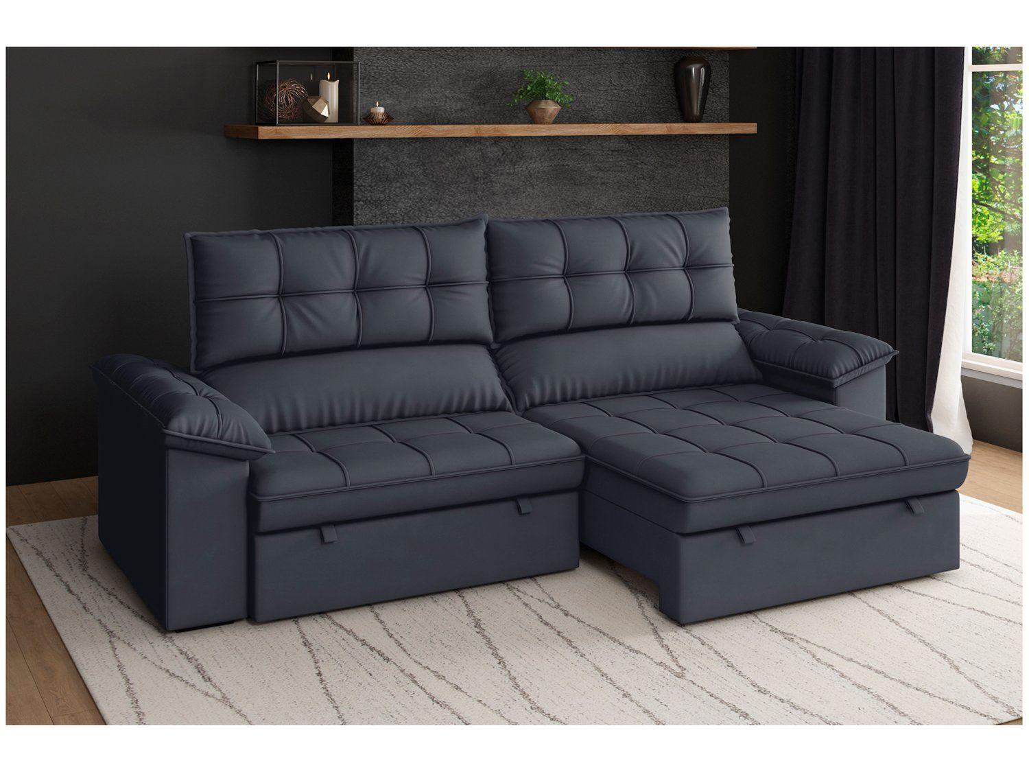 Sofá 3 Lugares Retrátil Reclinável Slim Molas Ensacadas Milano BestHouse
