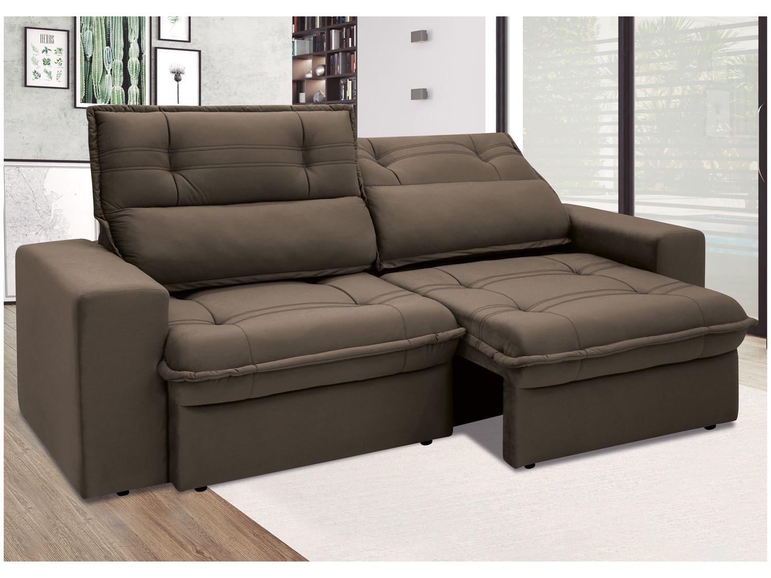 Sofá 3 Lugares Retrátil Reclinável Suede Palatino Linoforte