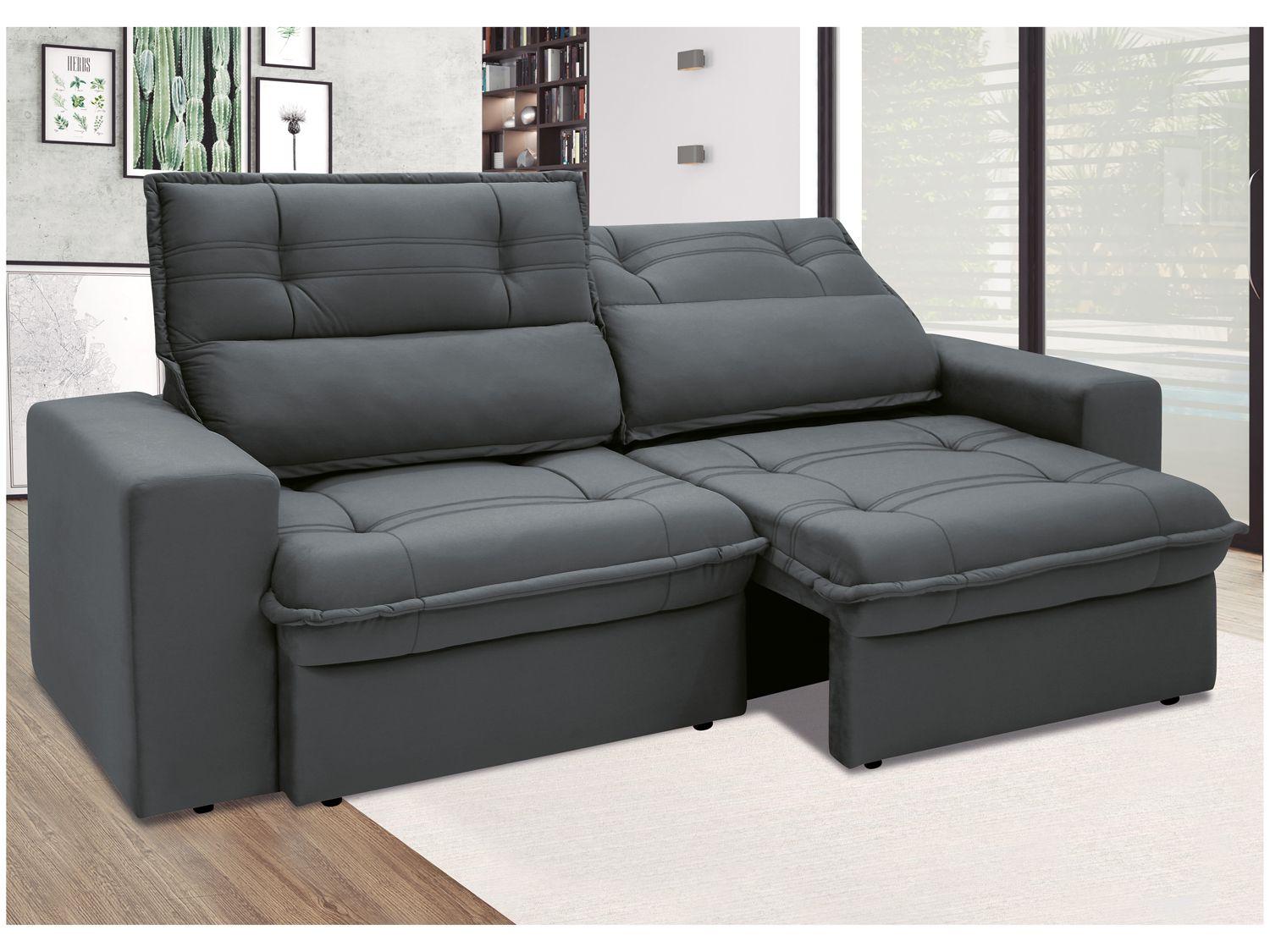 Sofá 3 Lugares Retrátil Reclinável Suede Palatino Linoforte