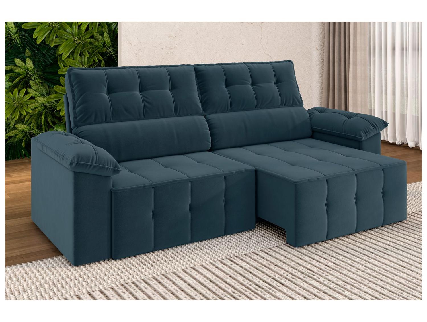 Sofá 3 Lugares Retrátil Reclinável Veludo Santorini Besthouse