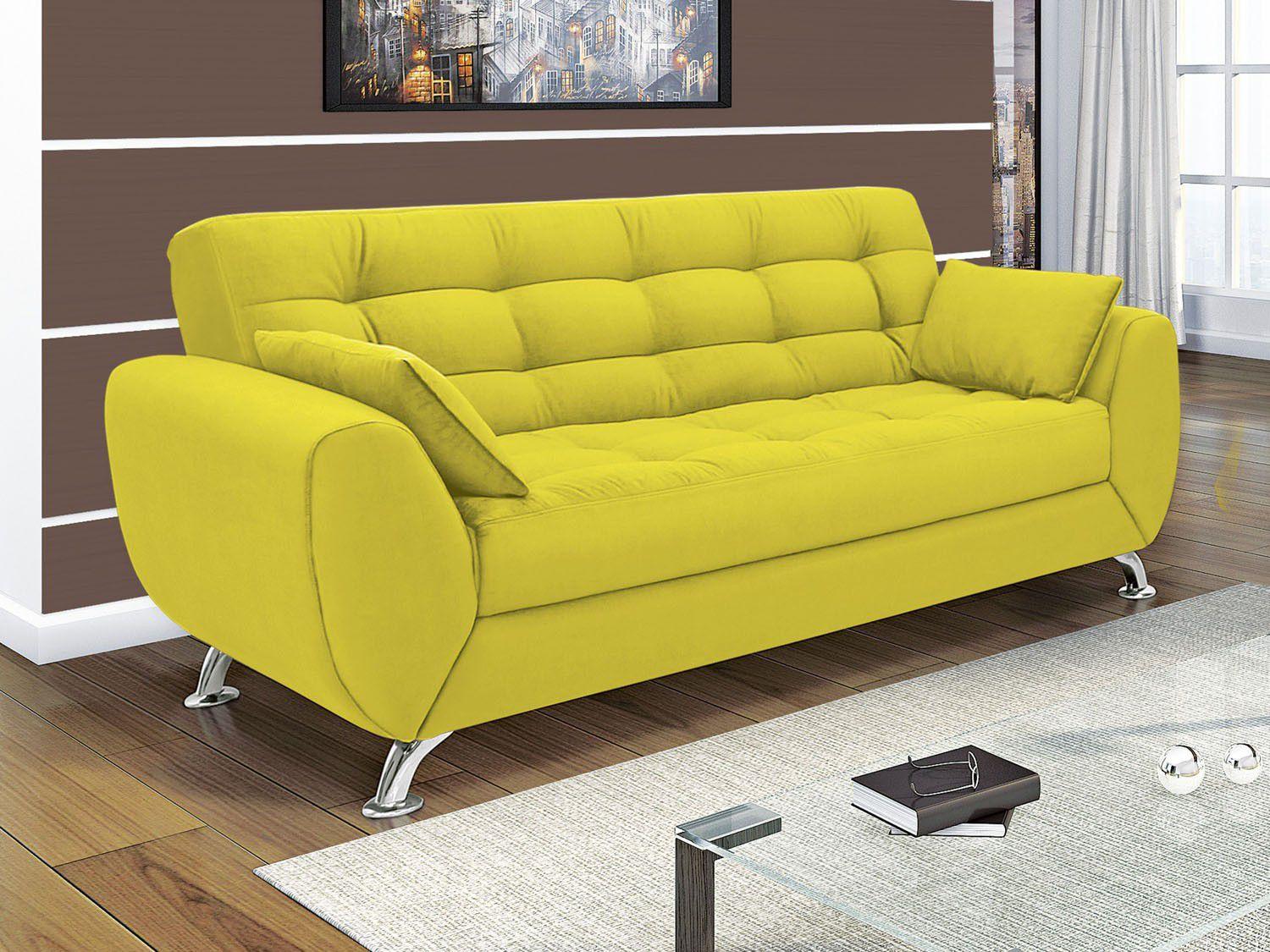 Sofá 3 Lugares Suede Larissa Linoforte Sofás Magazine Luiza