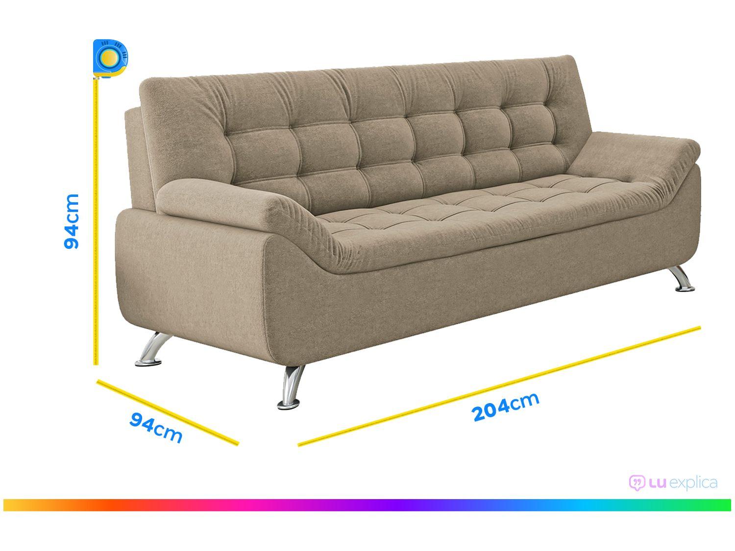 Sofá 3 Lugares Suede Linoforte Durban