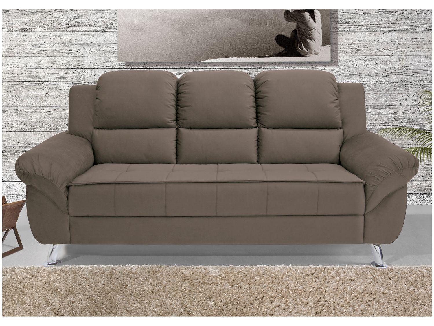 Sofá 3 Lugares Suede Marselha Linoforte