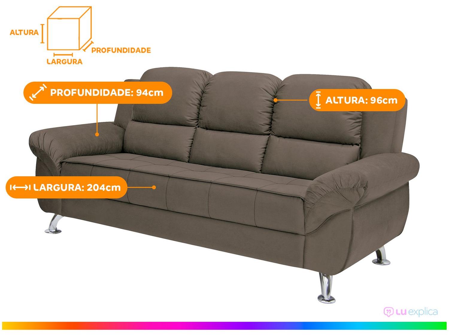 Sofá 3 Lugares Suede Marselha Linoforte