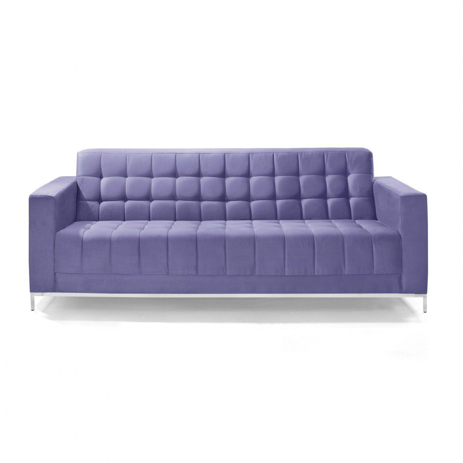 Sofá 4 Lugares em Veludo Liso Classic 220cm Império Estofados Roxo