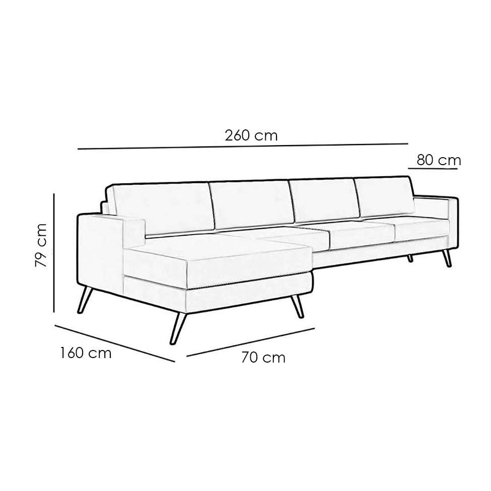 Sofá 4 Lugares Living com Chaise Pé Palito Linho Cotton Cru - Mobly ...
