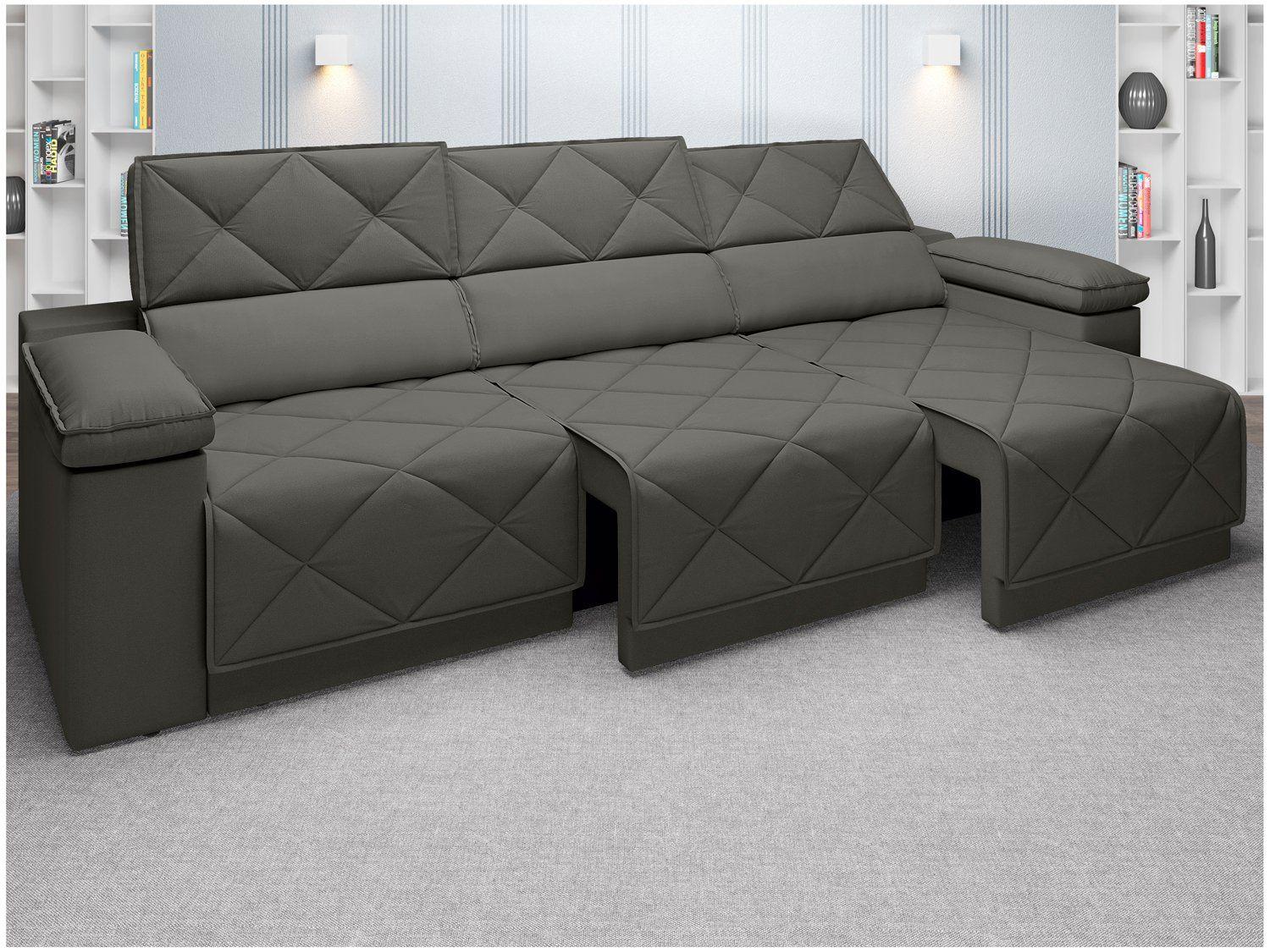 Sofá 4 Lugares Retrátil Reclinável Suede Dante Next Sofás