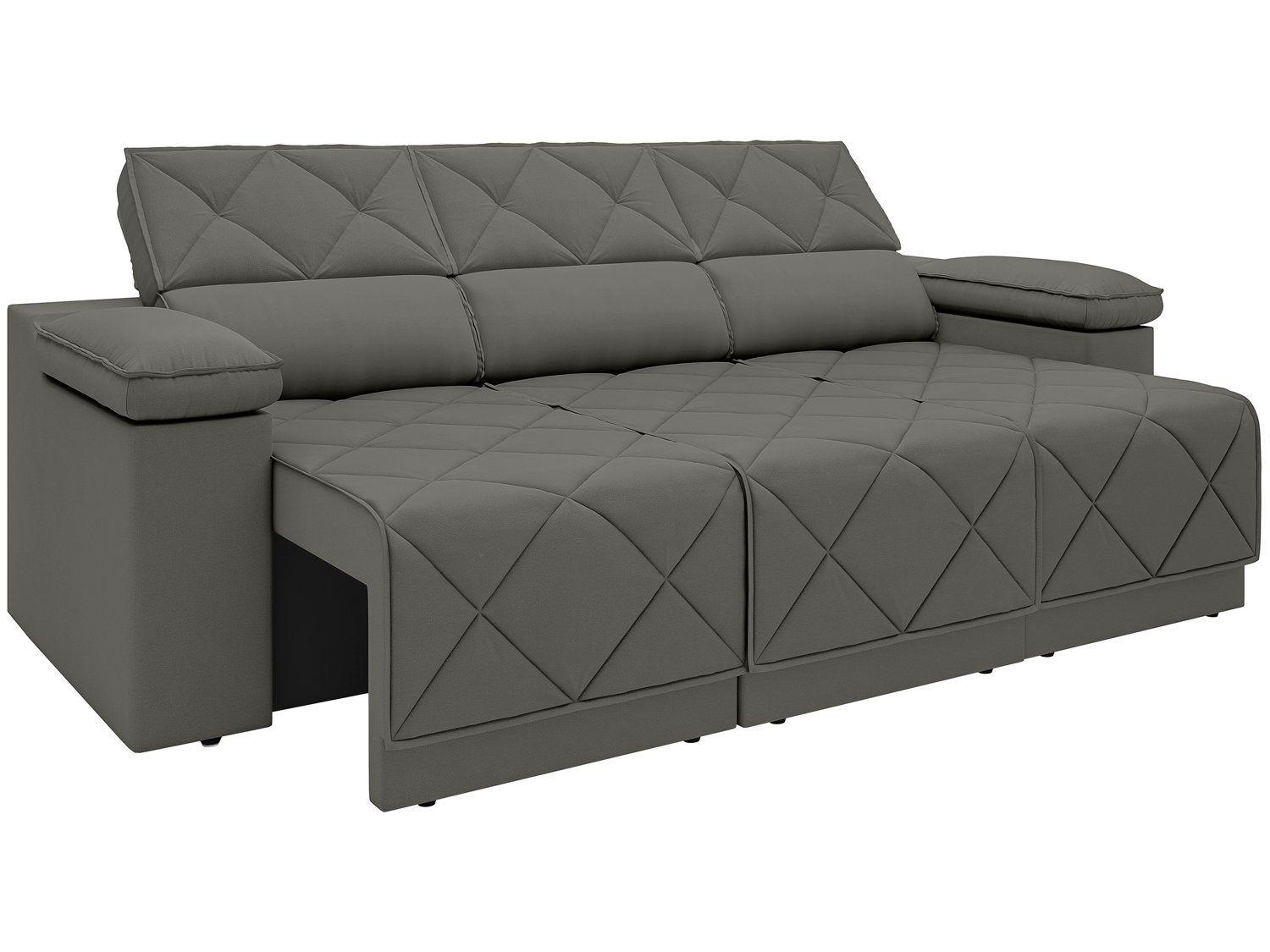 Sofá 4 Lugares Retrátil Reclinável Suede Dante Next Sofás